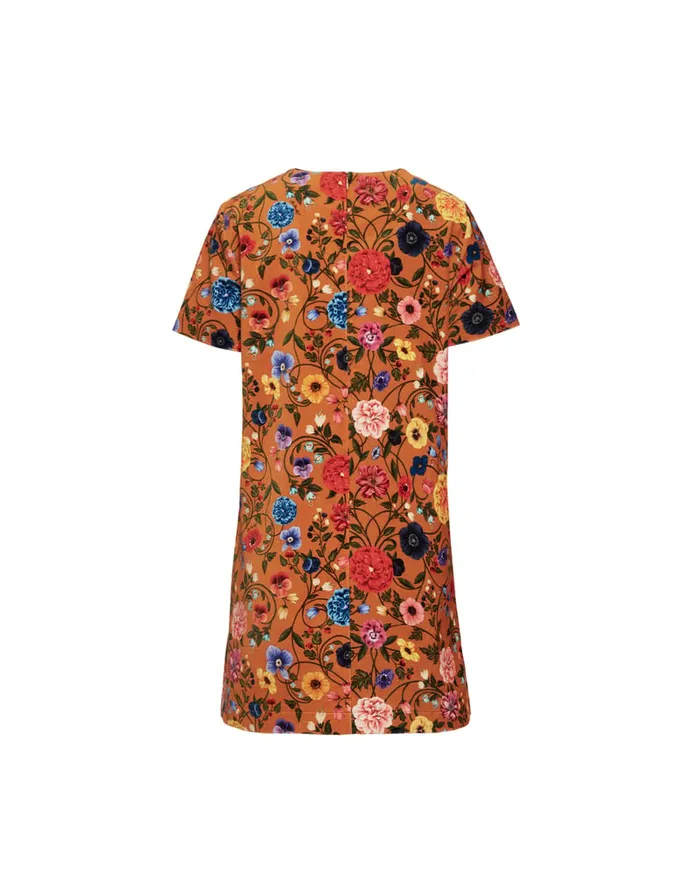 La Doublej Mini Swing Dress Botticelli Rust In Cotton Velvet Women Party Dressing
