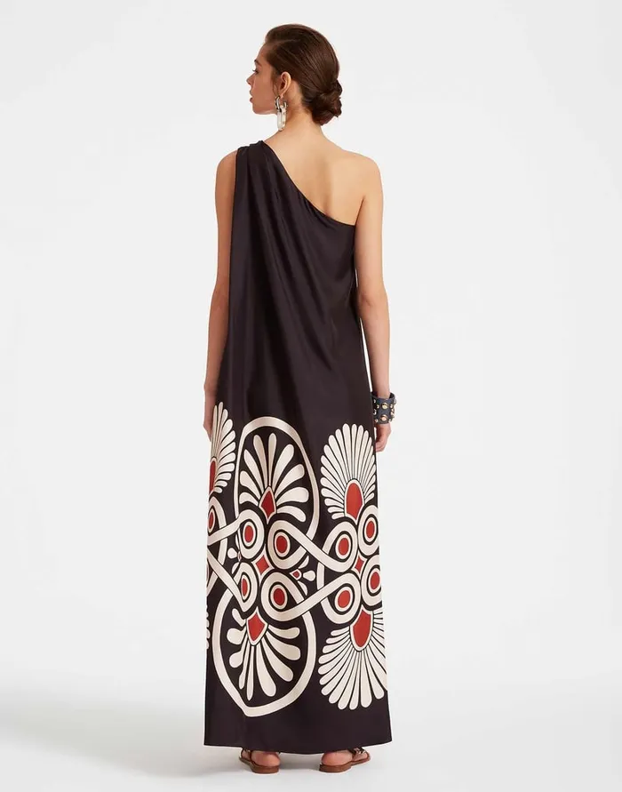 La Doublej Roy Dress Medallion Place Black In Silk Twill Women Party Dressing