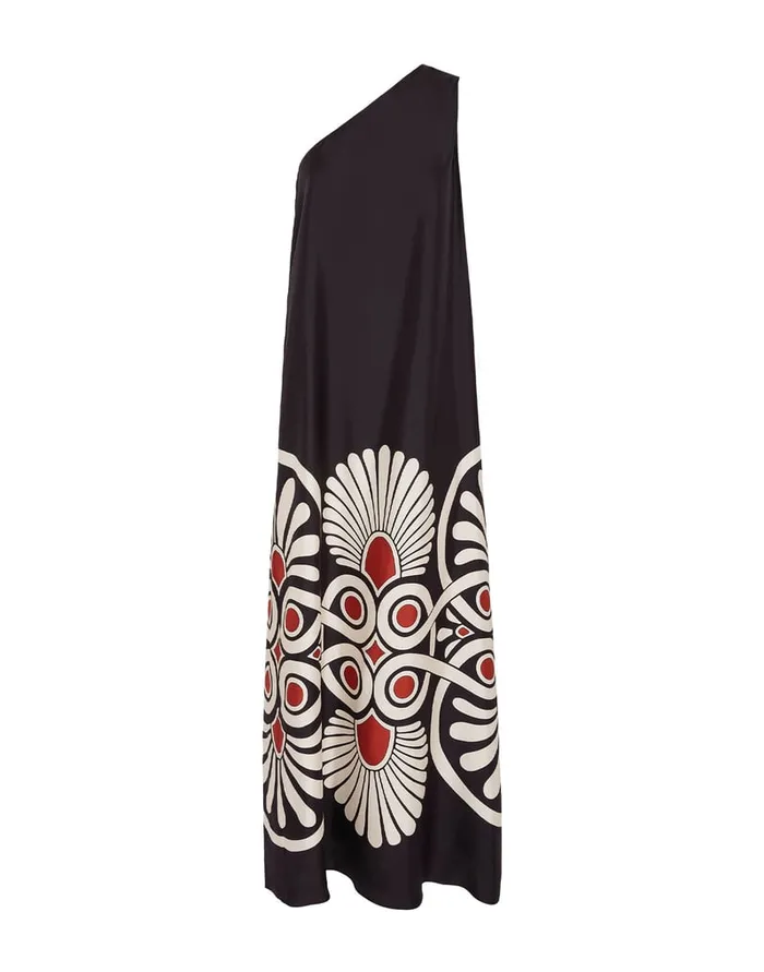La Doublej Roy Dress Medallion Place Black In Silk Twill Women Party Dressing