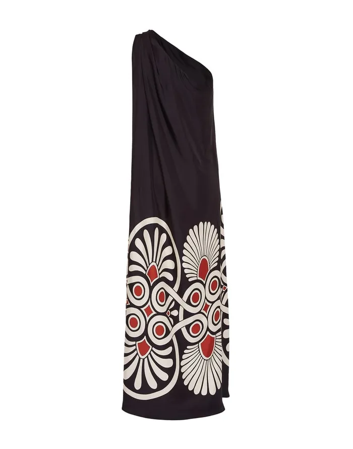 La Doublej Roy Dress Medallion Place Black In Silk Twill Women Party Dressing
