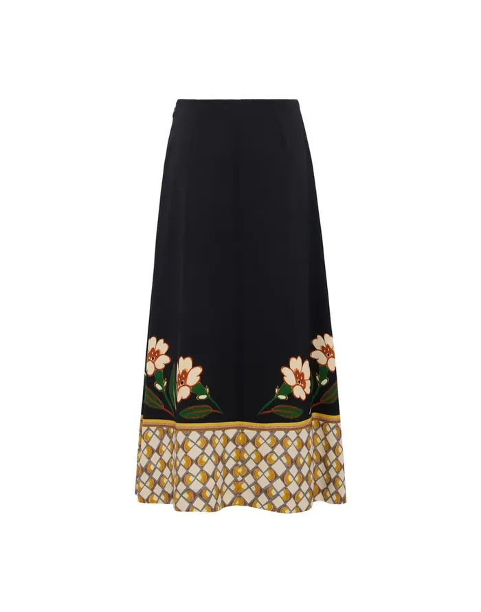 La Doublej Santa Monica Skirt Dazed Place Black In Sable Satin Women Skirts