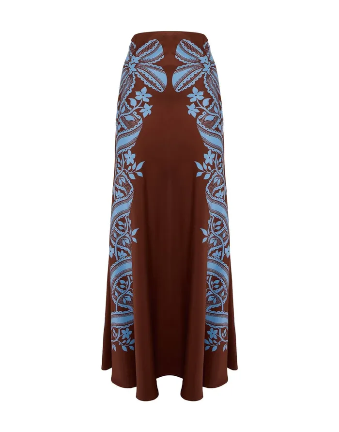 La Doublej Sleek Skirt Signoria Place Brown In Satin Women Skirts