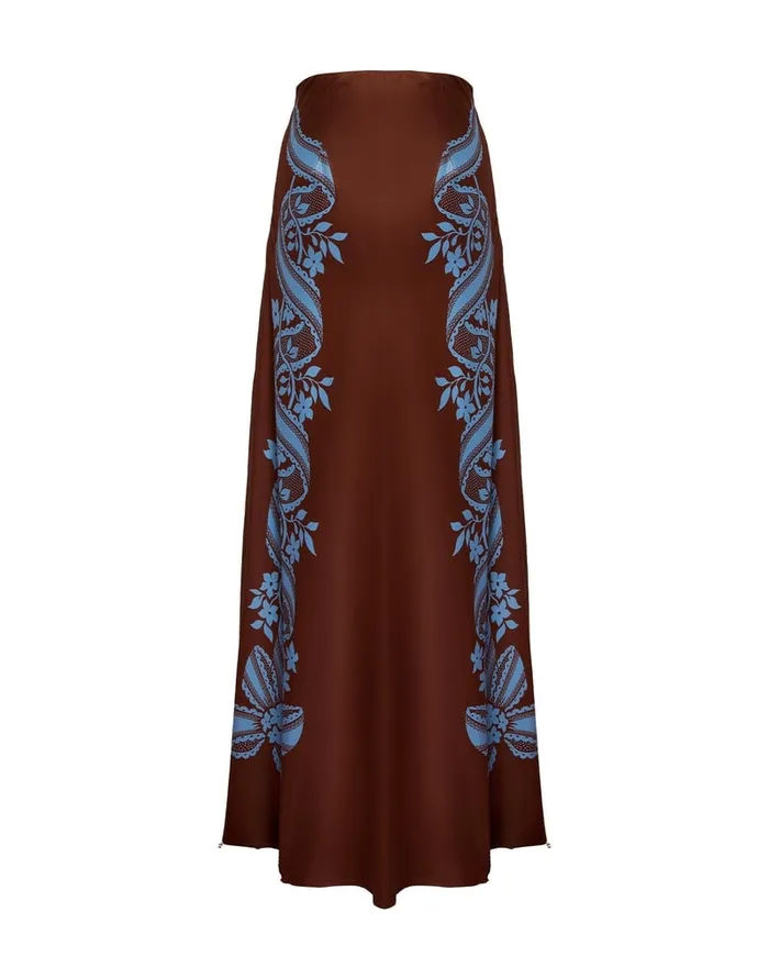 La Doublej Sleek Skirt Signoria Place Brown In Satin Women Skirts