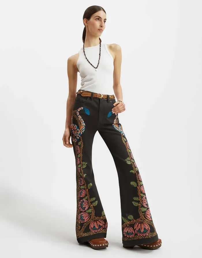 La Doublej Superflare Jeans Eve Black In Denim Women Denim