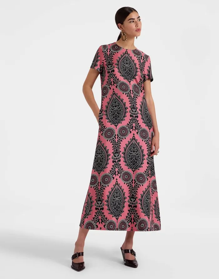 La Doublej Swing Dress Oltrarno Pink In Silk Twill Women Dresses