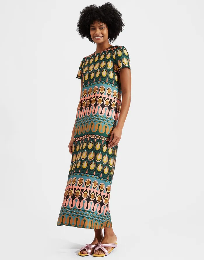 La Doublej Swing Dress Rio Verde In Silk Twill Women Dresses