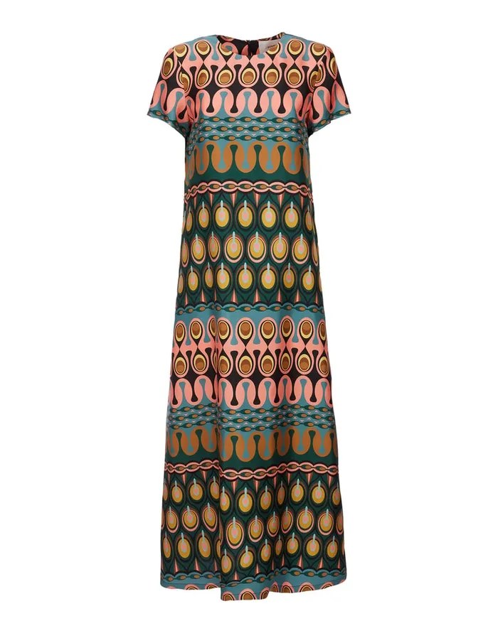 La Doublej Swing Dress Rio Verde In Silk Twill Women Dresses