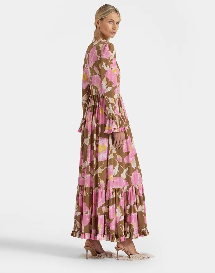 La Doublej Visconti Dress Sylph Khaki In Crepe De Chine Silk Women Dresses