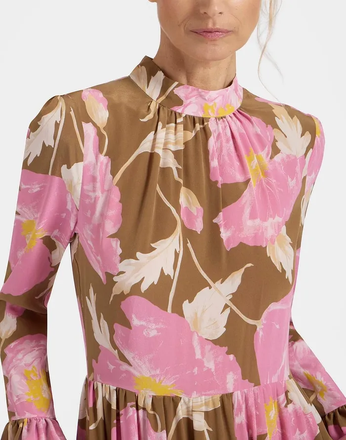 La Doublej Visconti Dress Sylph Khaki In Crepe De Chine Silk Women Dresses