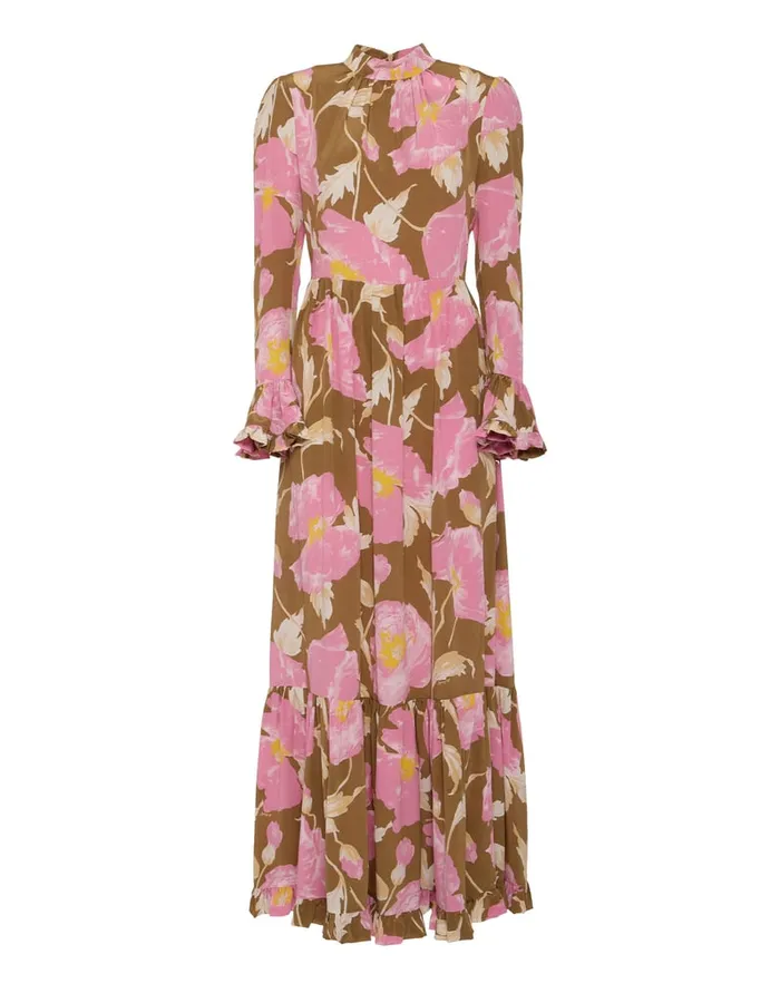 La Doublej Visconti Dress Sylph Khaki In Crepe De Chine Silk Women Dresses