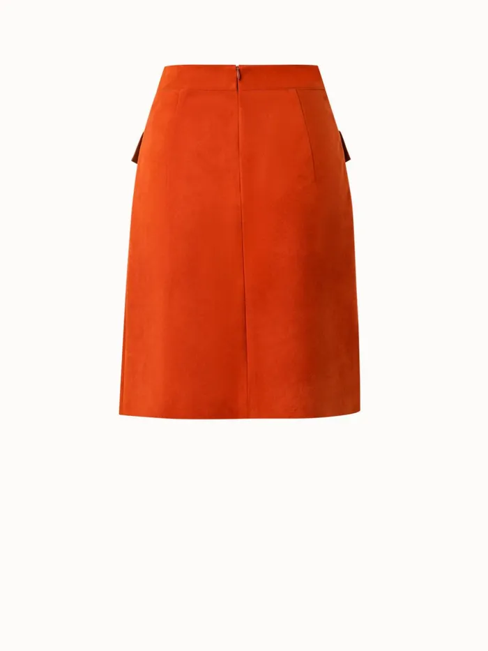 Lamb Suede Short Skirt Rustic Red Women Akris Skirts