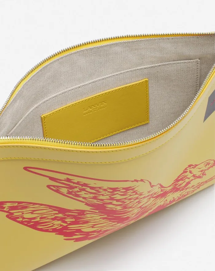 Lanvin X Future Leather Clutch With Eagle Print Cornbright Orange Men Lanvin Wallets and Small Leather Goods Lanvin X Future Leather Clutch With Eagle Print Cornbright Orange Men Lanvin Wallets and Small Leather Goods
