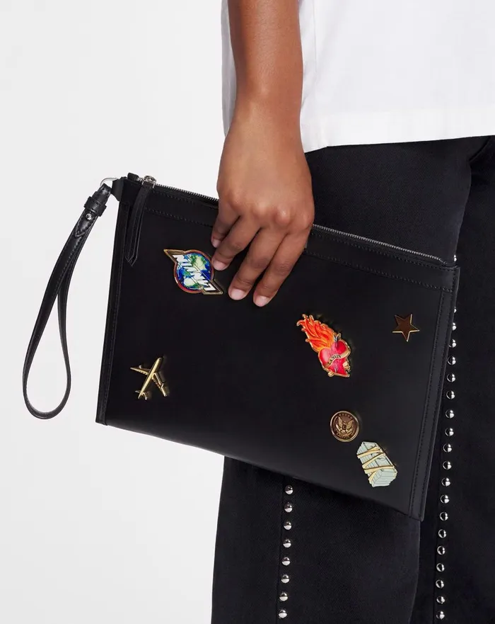 Lanvin X Future Leather Clutch With Pins Blackmulticolour Men Lanvin Wallets and Small Leather Goods Lanvin X Future Leather Clutch With Pins Blackmulticolour Men Lanvin Wallets and Small Leather Goods