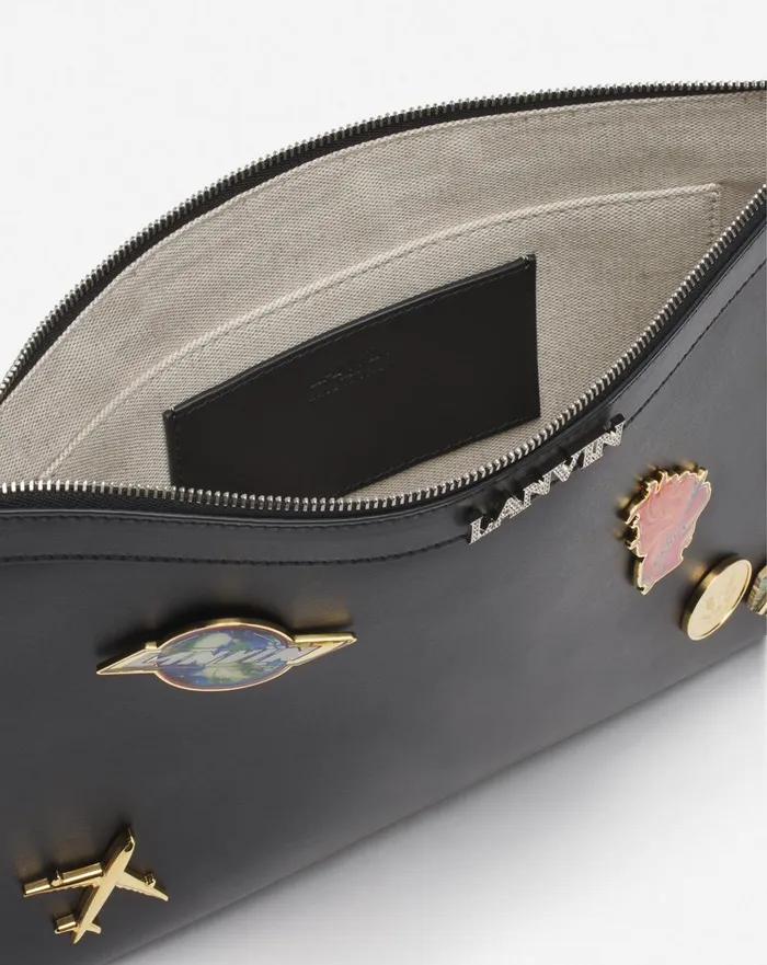 Lanvin X Future Leather Clutch With Pins Blackmulticolour Men Lanvin Wallets and Small Leather Goods Lanvin X Future Leather Clutch With Pins Blackmulticolour Men Lanvin Wallets and Small Leather Goods