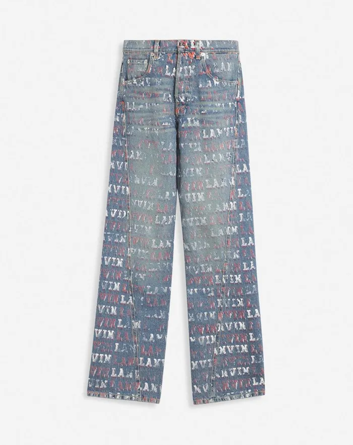 Lanvin X Future Straight Fit Printed Pants For Men Light Blue Men Lanvin Pants and Shorts Lanvin X Future Straight Fit Printed Pants For Men Light Blue Men Lanvin Pants and Shorts