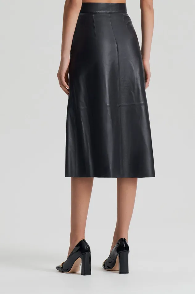 Leather Women Scanlan Theodore LEATHER LONG SKIRT CHARCOAL Leather Women Scanlan Theodore LEATHER LONG SKIRT CHARCOAL