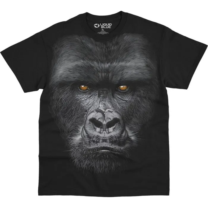 Liquid Blue Athletic TShirt Men Majestic Gorilla Black Athletic TShirt