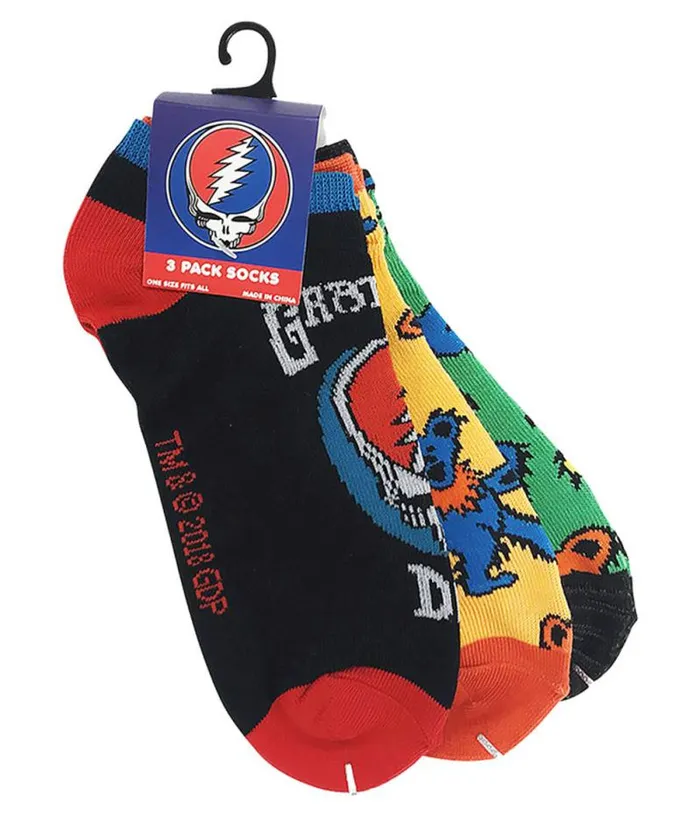 Liquid Blue Socks Accessories Grateful Dead 3 Pack Ankle Socks