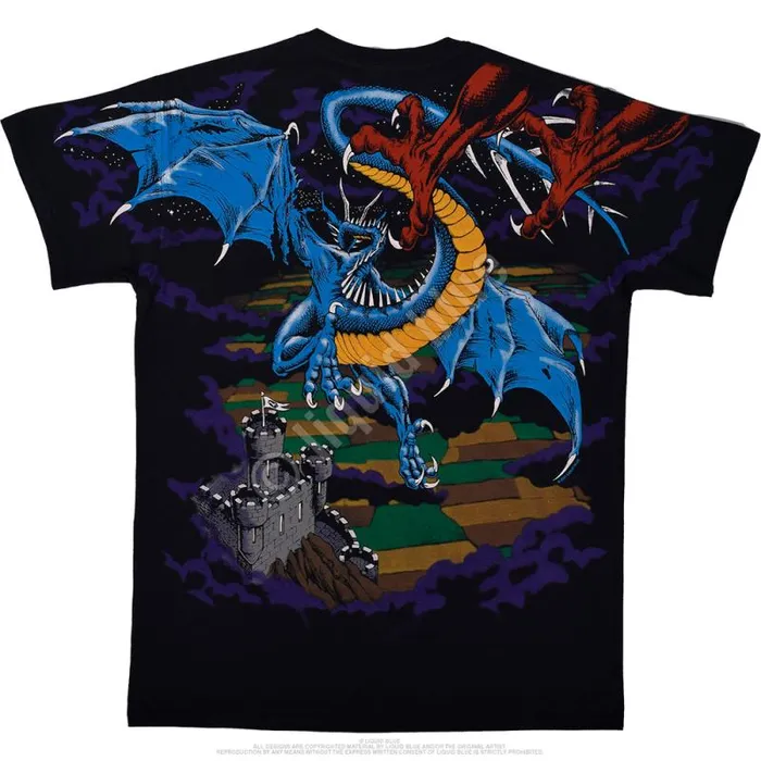 Liquid Blue TShirt Men Dueling Dragons Black TShirt