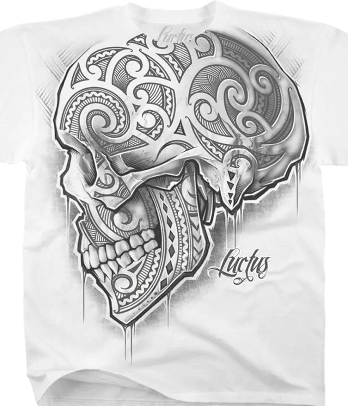 Liquid Blue TShirt Men Skull De Luctus White TShirt