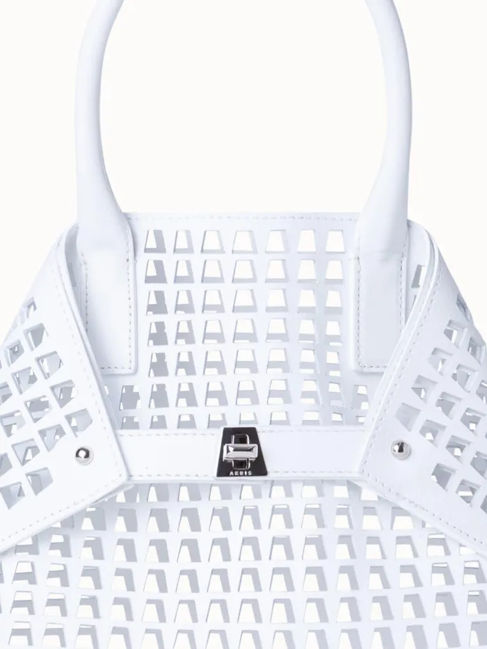 Little Ai Messenger Bag In Trapezoid Lasercut White Women Akris Crossbody Bags