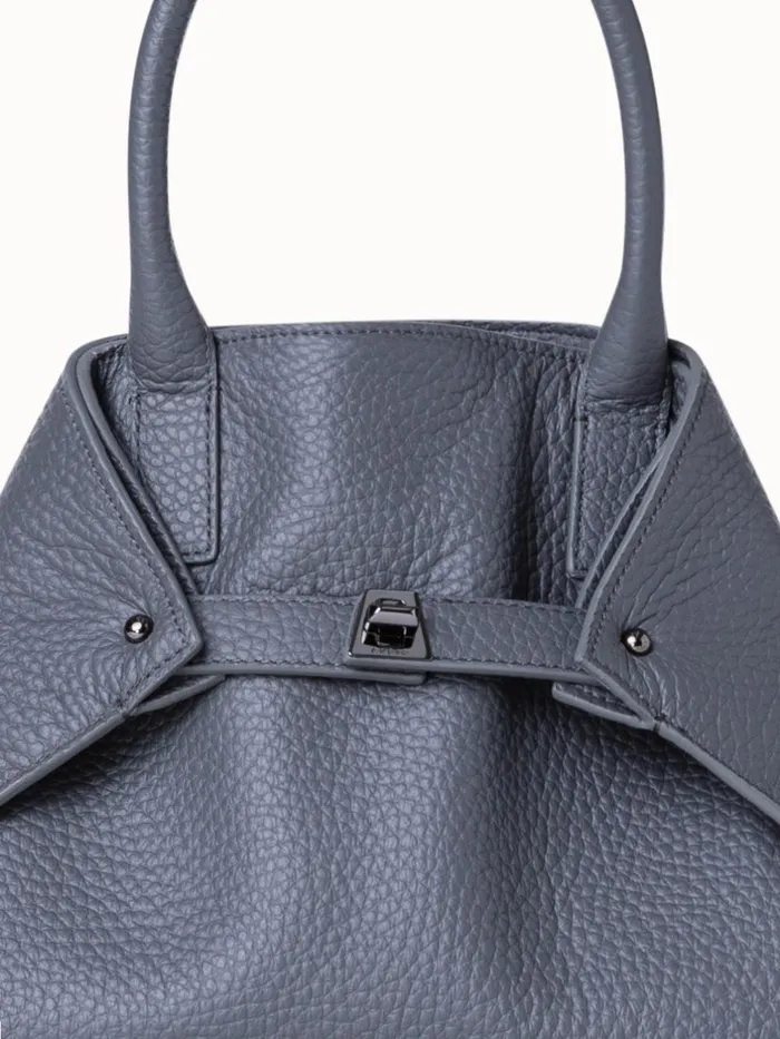 Little Ai Top Handle Bag In Leather Grey Stone Women Akris Crossbody Bags