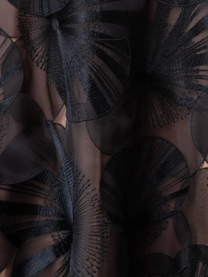 Long Evening Gown With Allover Poppy Embroidery Black Women Akris Dresses