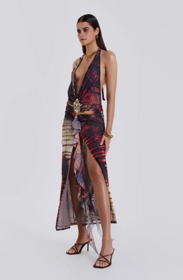 Maxi Dresses Women Jaded London Cindy Plunge Maxi Dress In Red