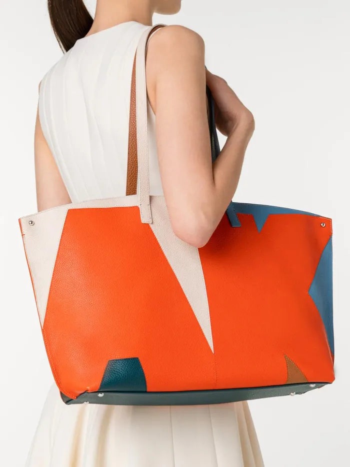 Medium Ai Shoulder Bag In Leather Composed Letters Patchwork Multicolor Women Akris Tote Bags