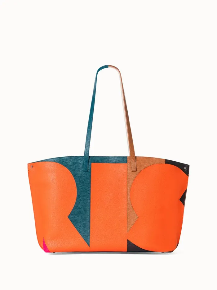 Medium Ai Shoulder Bag In Leather Composed Letters Patchwork Multicolor Women Akris Tote Bags