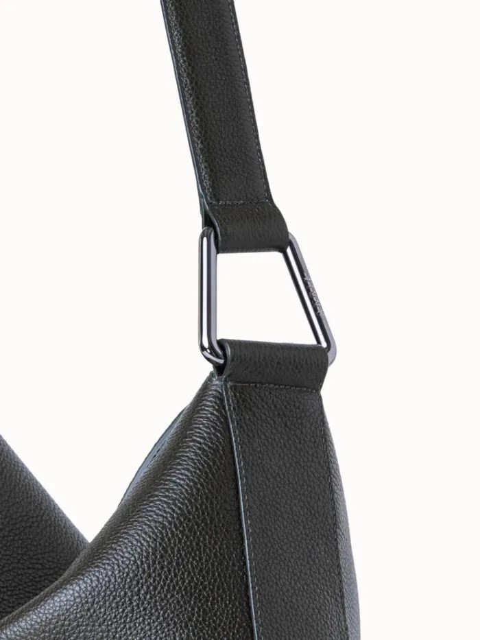 Medium Anna Hobo Bag In Leather Olive Women Akris Shoulder Bags