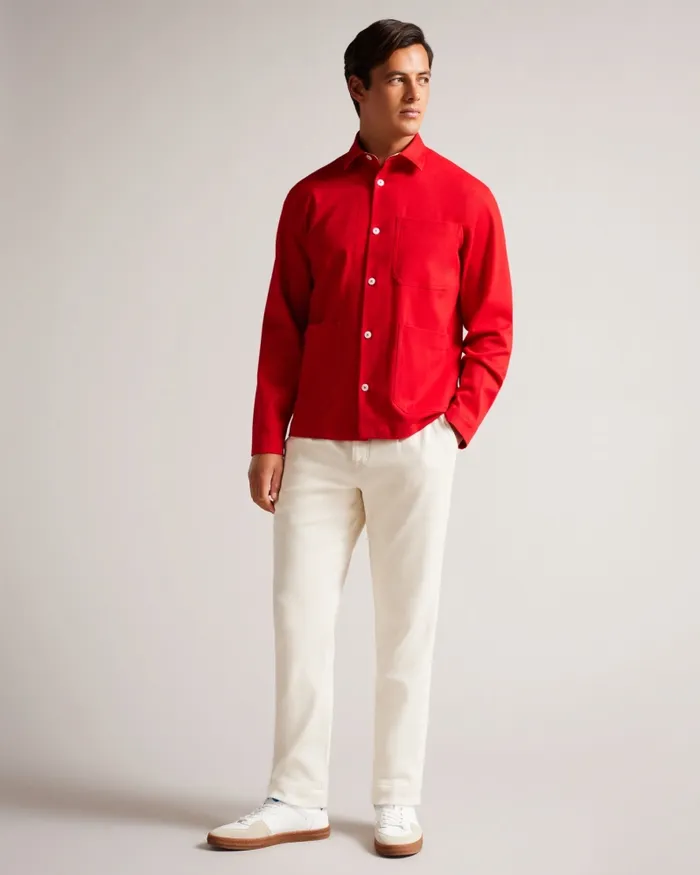 Men ARID 8211 Dropped Shoulder Shacket Red Ted Baker Shirts Men ARID 8211 Dropped Shoulder Shacket Red Ted Baker Shirts