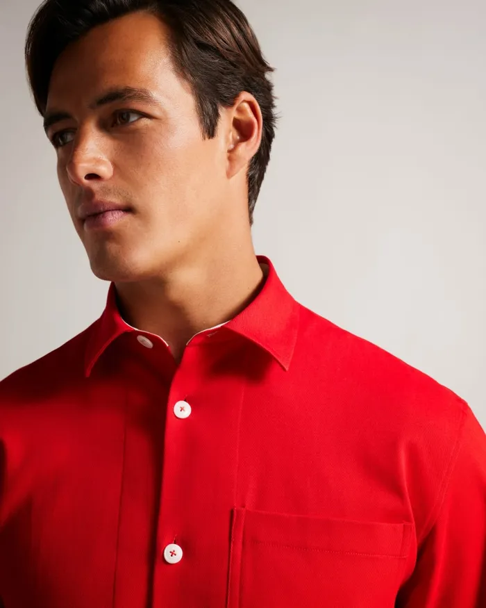 Men ARID 8211 Dropped Shoulder Shacket Red Ted Baker Shirts Men ARID 8211 Dropped Shoulder Shacket Red Ted Baker Shirts