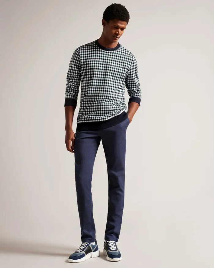 Men ASSYNT 8211 Long Sleeve House Check Sweatshirt Navy Ted Baker Tops Men ASSYNT 8211 Long Sleeve House Check Sweatshirt Navy Ted Baker Tops
