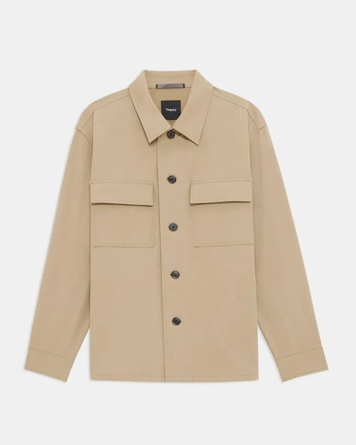 Men Blazers Jackets Theory Clyfford Shirt Jacket In Neoteric Twill Bark