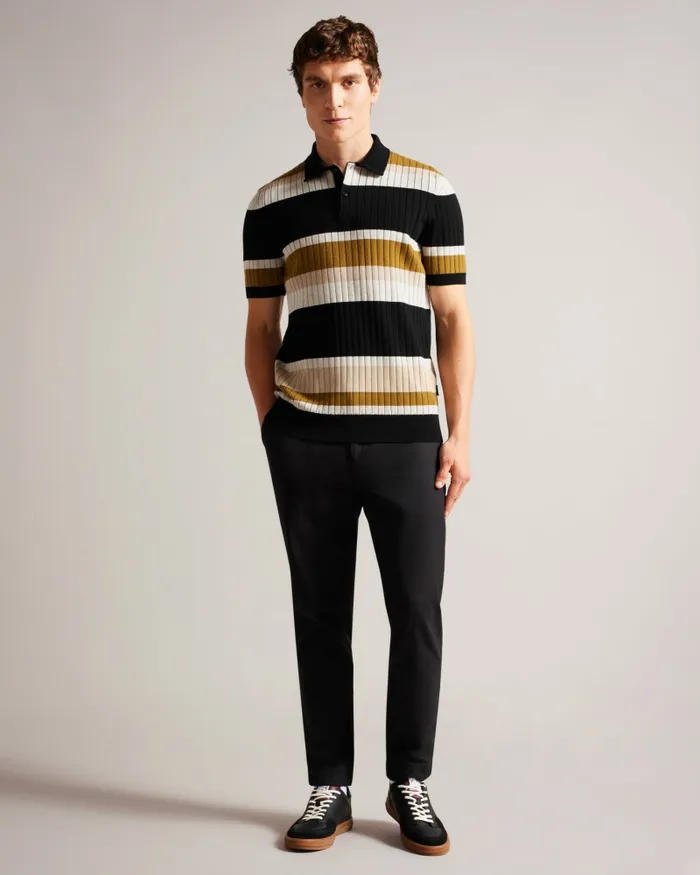 Men CONFER 8211 Short Sleeve Striped Polo Shirt Natural Ted Baker Tops Men CONFER 8211 Short Sleeve Striped Polo Shirt Natural Ted Baker Tops