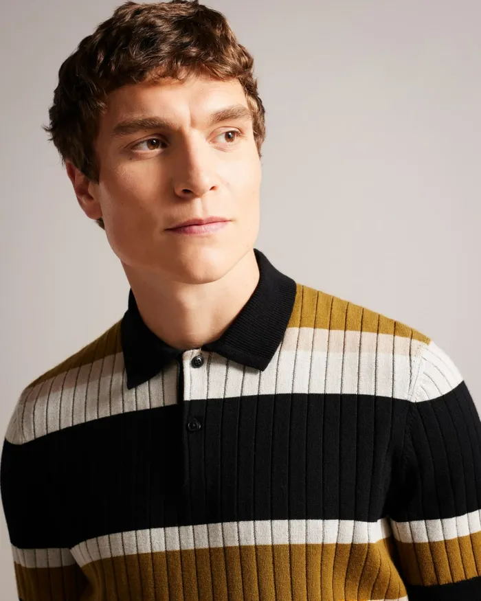 Men CONFER 8211 Short Sleeve Striped Polo Shirt Natural Ted Baker Tops Men CONFER 8211 Short Sleeve Striped Polo Shirt Natural Ted Baker Tops