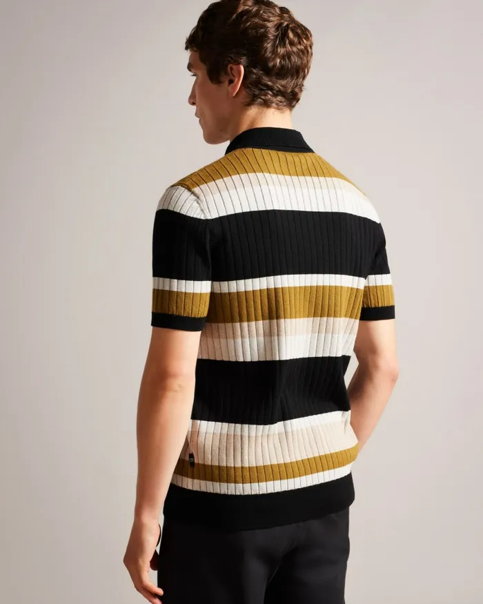 Men CONFER 8211 Short Sleeve Striped Polo Shirt Natural Ted Baker Tops Men CONFER 8211 Short Sleeve Striped Polo Shirt Natural Ted Baker Tops
