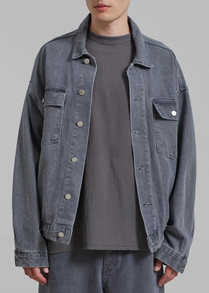Men Connor Oversized Denim Jacket 8211 Grey Wash The Frankie Shop Outerwear