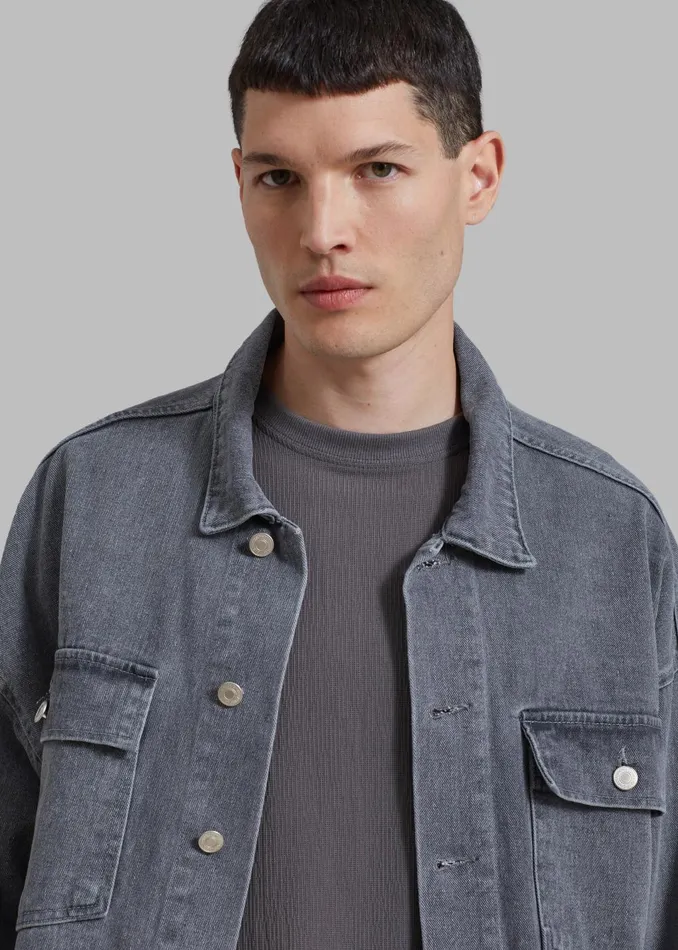 Men Connor Oversized Denim Jacket 8211 Grey Wash The Frankie Shop Outerwear