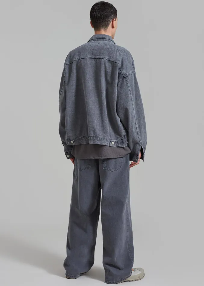 Men Connor Oversized Denim Jacket 8211 Grey Wash The Frankie Shop Outerwear