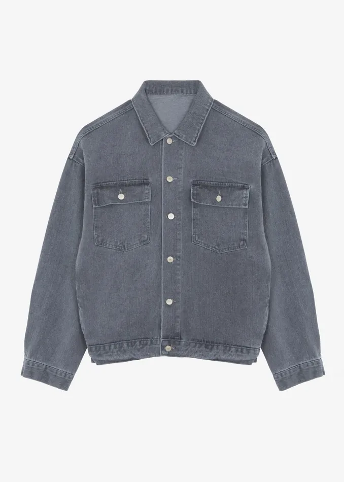 Men Connor Oversized Denim Jacket 8211 Grey Wash The Frankie Shop Outerwear