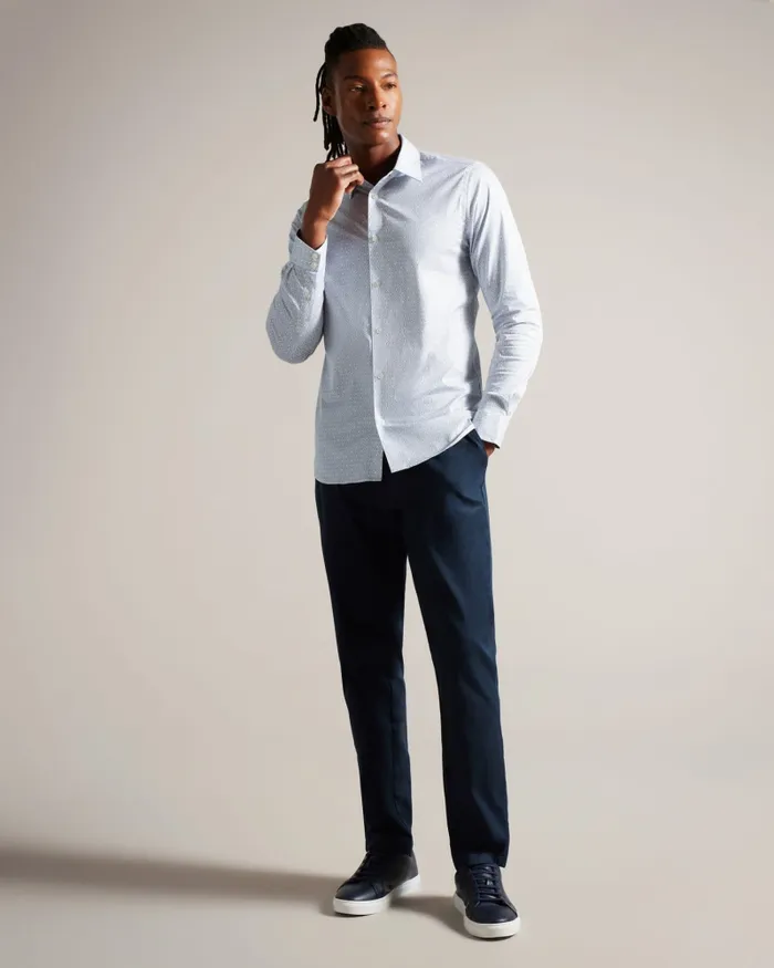 Men CRESSY 8211 Long Sleeve Circle Geo Print Shirt White Ted Baker Shirts Men CRESSY 8211 Long Sleeve Circle Geo Print Shirt White Ted Baker Shirts