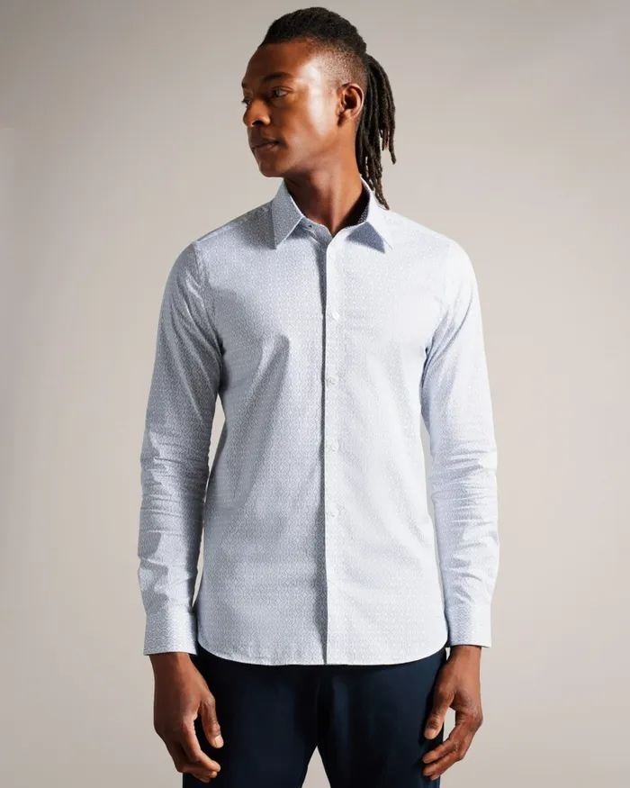 Men CRESSY 8211 Long Sleeve Circle Geo Print Shirt White Ted Baker Shirts Men CRESSY 8211 Long Sleeve Circle Geo Print Shirt White Ted Baker Shirts
