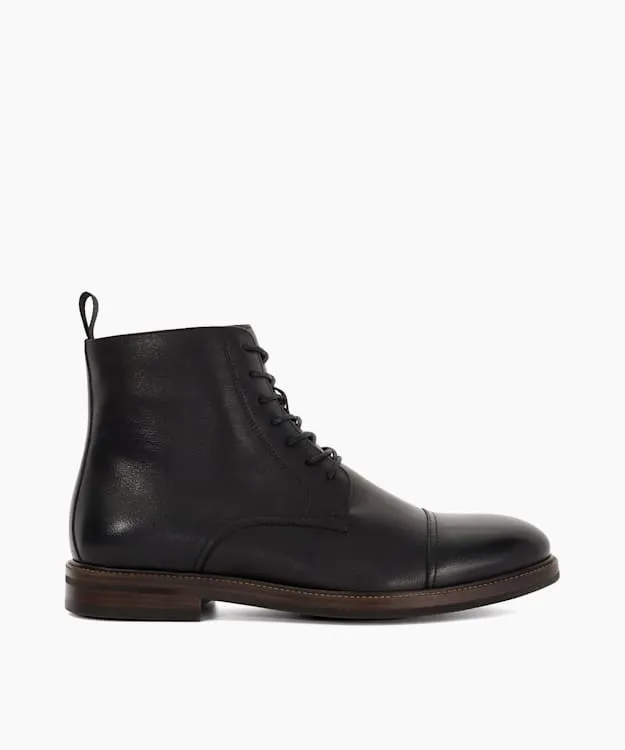 Men Dune London Smart Boots Toe Cap Detail Ankle Boot Black
