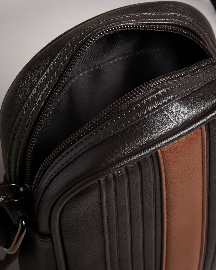 Men EVVER 8211 Striped PU Flight Bag Brownchocolate Ted Baker Cross Body Bags