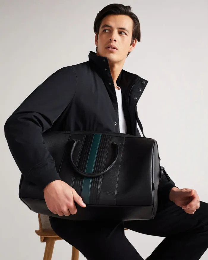 Men EVYDAY 8211 Striped PU Holdall Black Ted Baker Holdalls and Weekend Bags Men EVYDAY 8211 Striped PU Holdall Black Ted Baker Holdalls and Weekend Bags