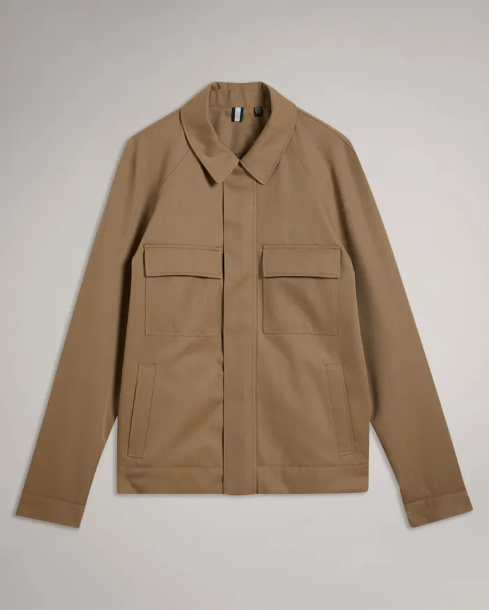 Men FINNJ 8211 Raglan Sleeve Pure Wool Jacket Natural Ted Baker Coats and Jackets
