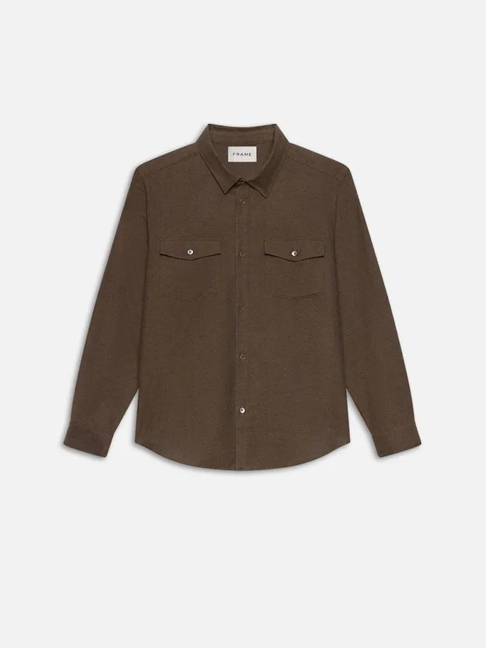 Men FRAME Shirts Double Pocket Wool Blend Shirt