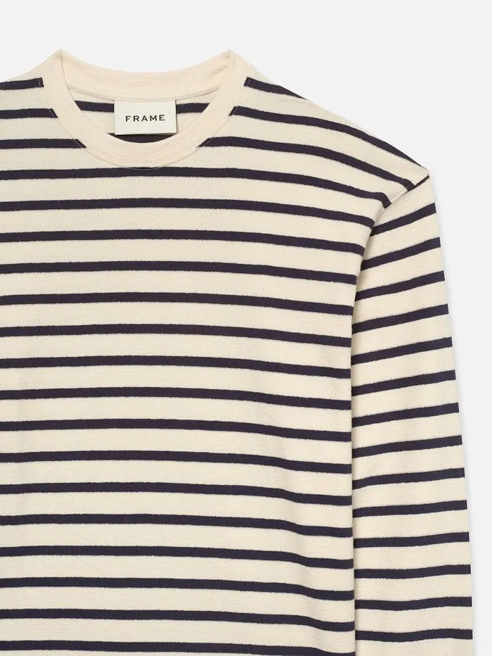 Men FRAME Tees and Polos Long Sleeve Relaxed Striped Tee Men FRAME Tees and Polos Long Sleeve Relaxed Striped Tee